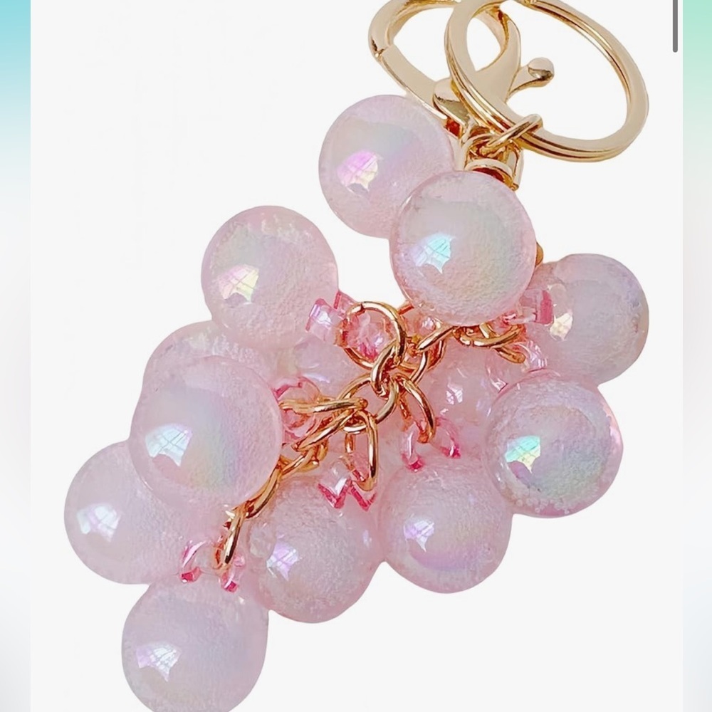 Pink grapes purse charm accessories clips on bag
